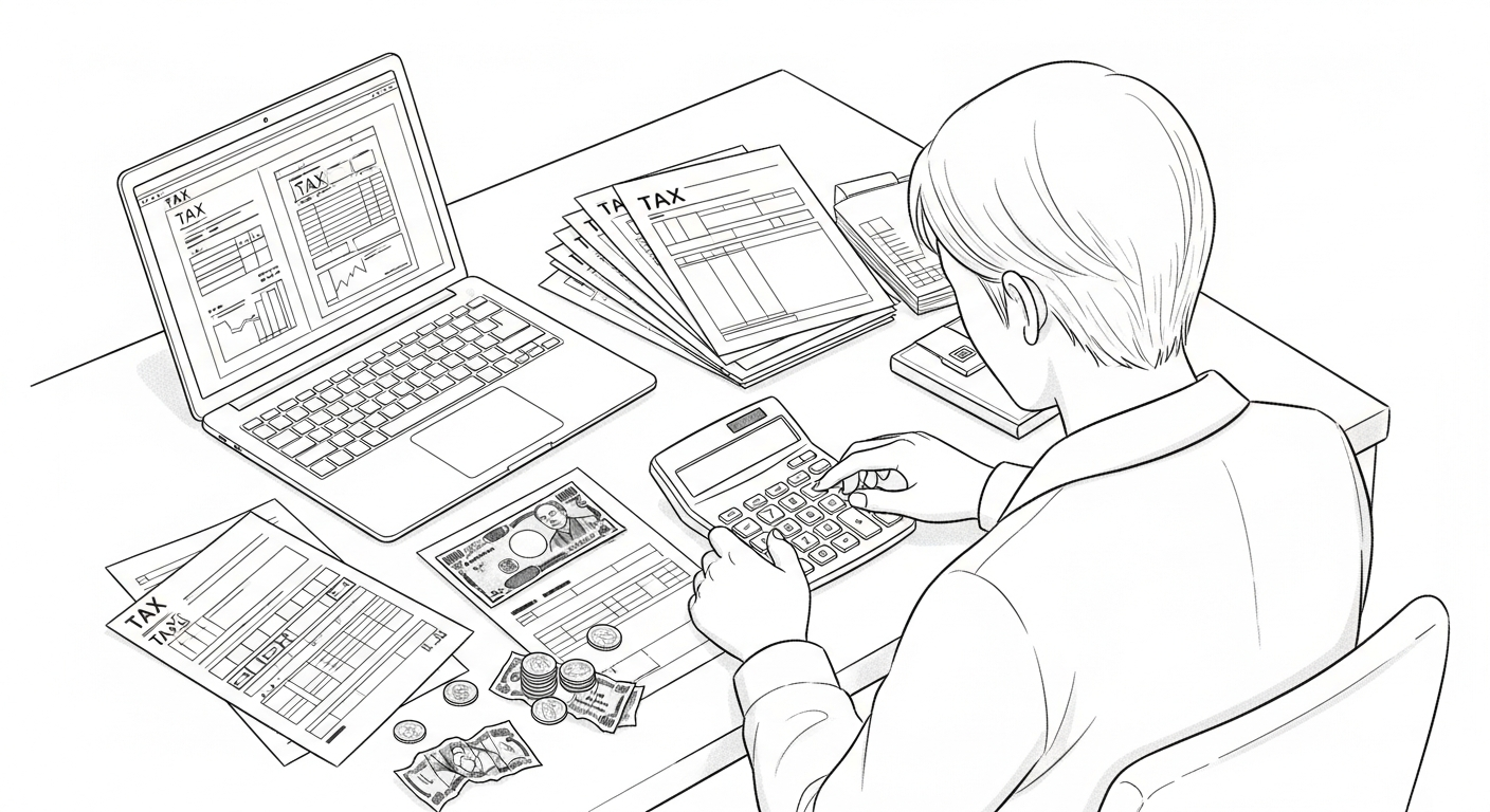 副業20万以下の確定申告と住民税申告のイメージイラスト