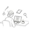 未経験からWebライターを始める人がノートパソコンに向かっている手描きイラスト